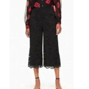 Kate Spade Poppy Lace High Rise Culottes Wide Leg Cropped Pants Black Size 2
